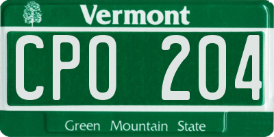 VT license plate CPO204