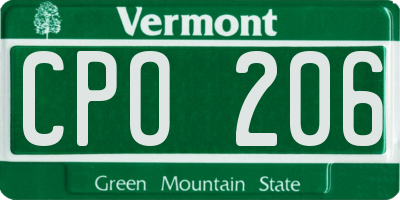 VT license plate CPO206