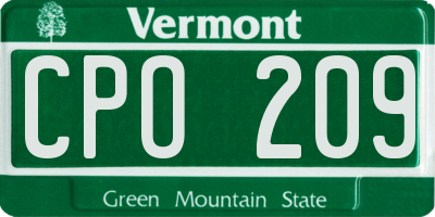 VT license plate CPO209