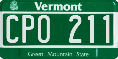 VT license plate CPO211