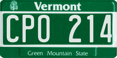 VT license plate CPO214