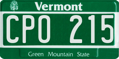 VT license plate CPO215