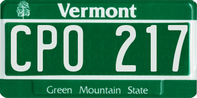 VT license plate CPO217