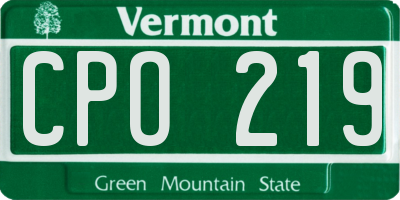 VT license plate CPO219