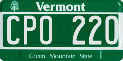 VT license plate CPO220