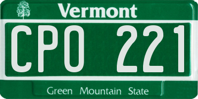 VT license plate CPO221