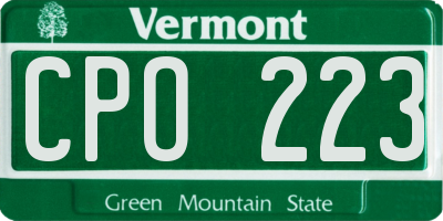 VT license plate CPO223