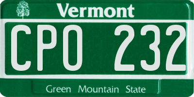 VT license plate CPO232