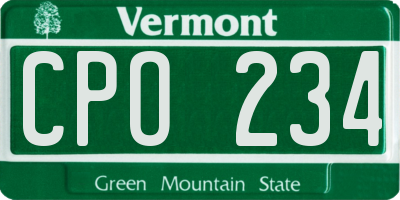 VT license plate CPO234