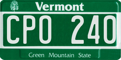 VT license plate CPO240