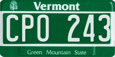 VT license plate CPO243