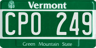 VT license plate CPO249