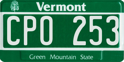 VT license plate CPO253