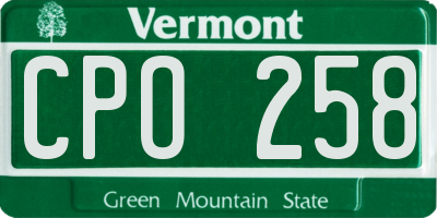 VT license plate CPO258