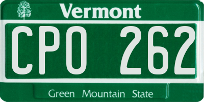 VT license plate CPO262