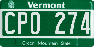 VT license plate CPO274