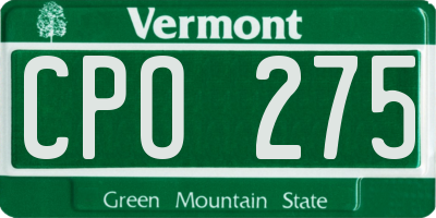 VT license plate CPO275