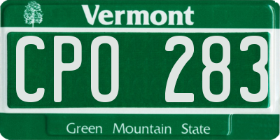 VT license plate CPO283