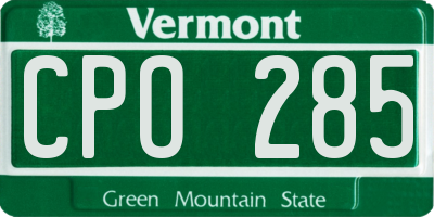 VT license plate CPO285