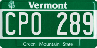 VT license plate CPO289