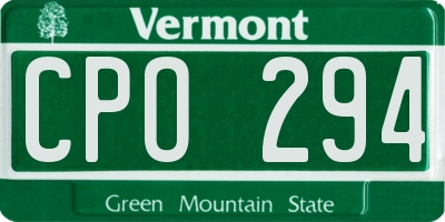 VT license plate CPO294