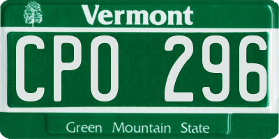 VT license plate CPO296
