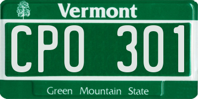 VT license plate CPO301
