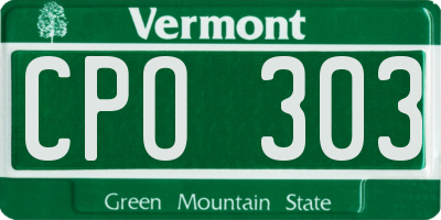VT license plate CPO303