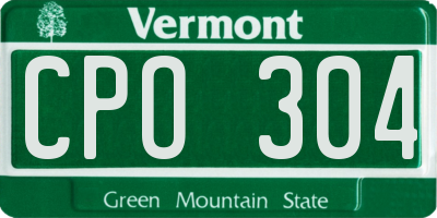 VT license plate CPO304