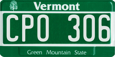 VT license plate CPO306