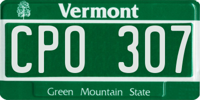 VT license plate CPO307