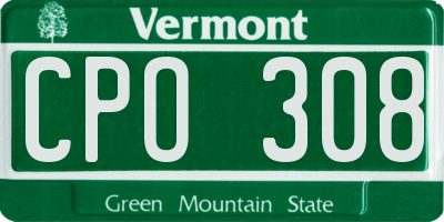 VT license plate CPO308