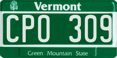 VT license plate CPO309