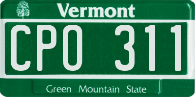 VT license plate CPO311