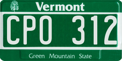 VT license plate CPO312