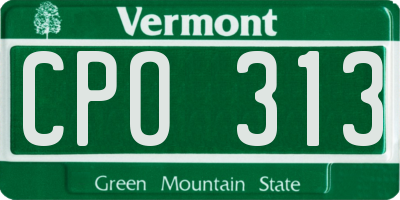 VT license plate CPO313