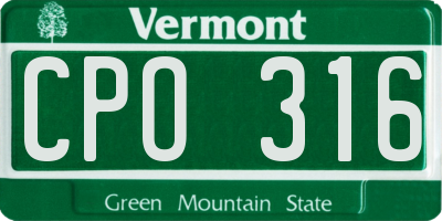 VT license plate CPO316