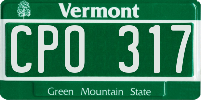 VT license plate CPO317