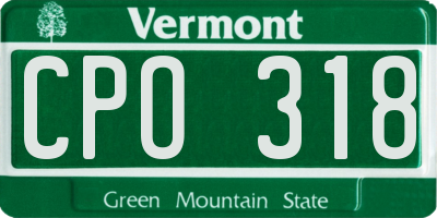 VT license plate CPO318