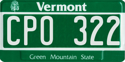 VT license plate CPO322