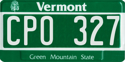 VT license plate CPO327