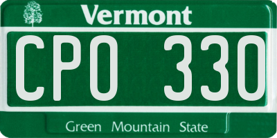 VT license plate CPO330