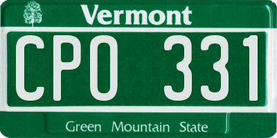 VT license plate CPO331