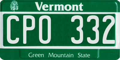 VT license plate CPO332