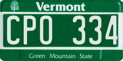 VT license plate CPO334