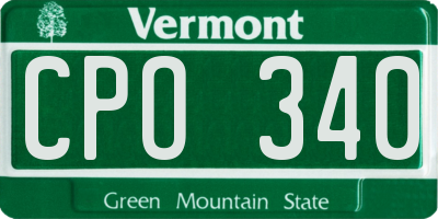 VT license plate CPO340