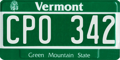 VT license plate CPO342