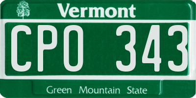 VT license plate CPO343