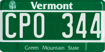 VT license plate CPO344