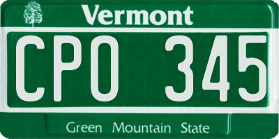 VT license plate CPO345